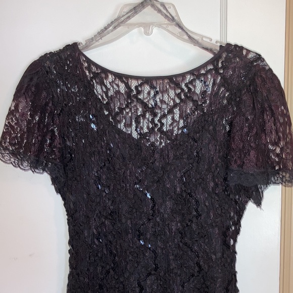Black with Dark Red Lace Vintage Dress - Picture 1 of 9
